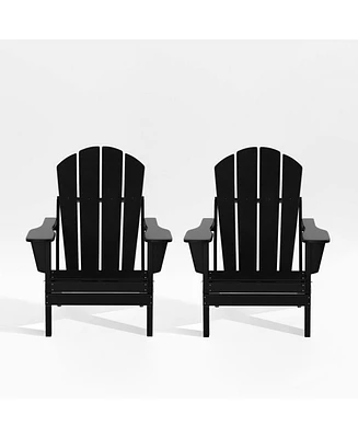 All-Weather Contoured Outdoor Poly Folding Adirondack Chair (Set of