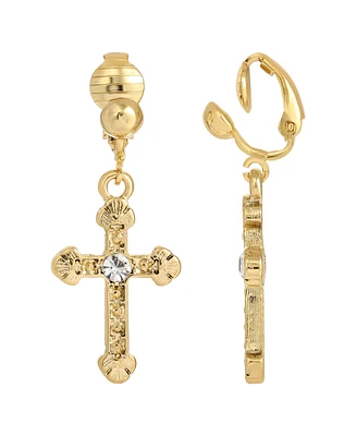 2028 Crystal Accent Cross Clip Earrings