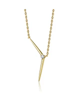 14k Yellow Gold Plated with Green Cubic Zirconia Solar Chevron Necklace Sterling Silver