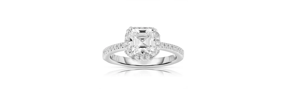 Sterling Silver Asscher-cut Cubic Zirconia Ring