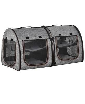 PawHut Large Portable Double Pet Carrier Kennel Bag Oxford Travel Car Seat