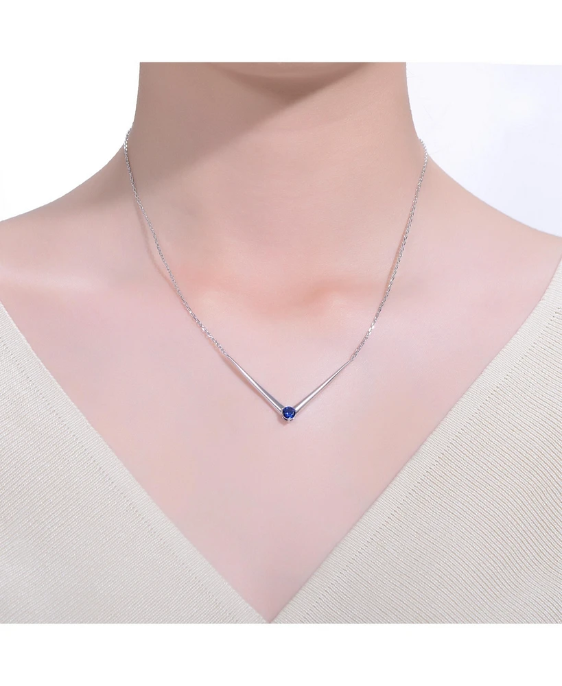 14k Yellow Gold Plated with Green Cubic Zirconia Solitaire Chevron Layering Necklace Sterling Silver