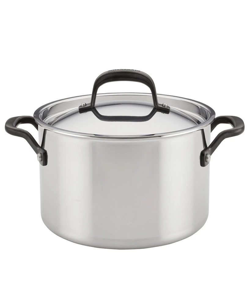 KitchenAid 5-Ply Clad Stainless Steel 6 Quart Induction Stockpot with Lid