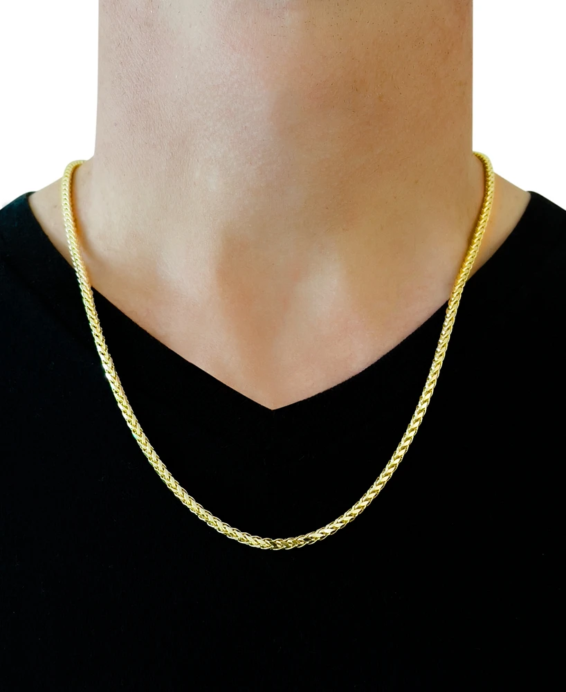 Polished Square Wheat 24" Chain Necklace (3mm) in 14k Gold