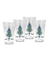 Fiesta Blue Christmas Tree Tapered Cooler 4 Piece Glass Set, 16 oz