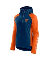 Women's Fanatics Navy, Orange Chicago Bears End Around Raglan Full-Zip Hoodie