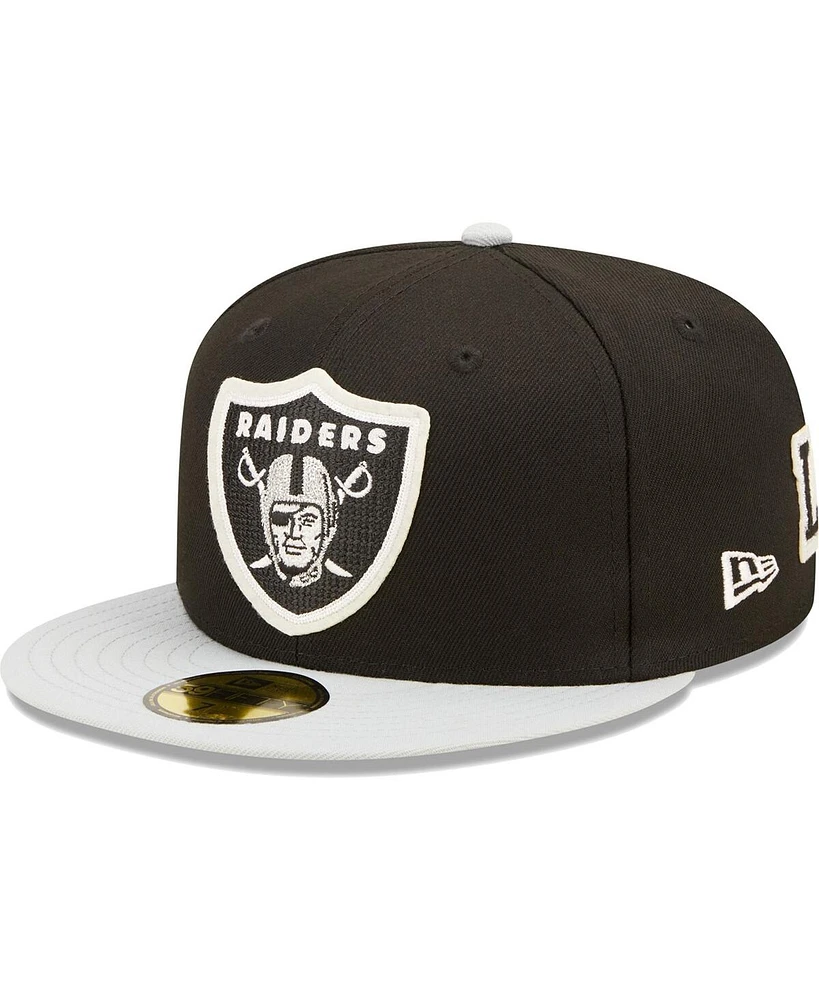 Men's New Era Black, Silver Las Vegas Raiders Super Bowl Xviii Letterman 59FIFTY Fitted Hat