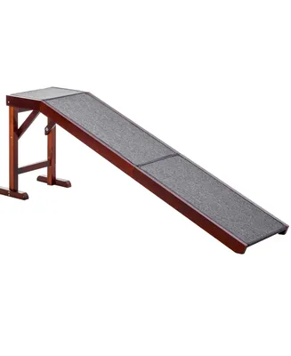 PawHut Foldable Pet Ramp for Dogs Non-slip Carpet Platform 74"L x 16"W x 25"H