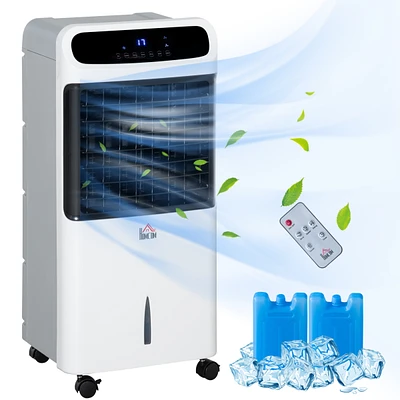 Homcom Mobile Air Cooler, Evaporative Ice Cooling Fan Humidifier Unit