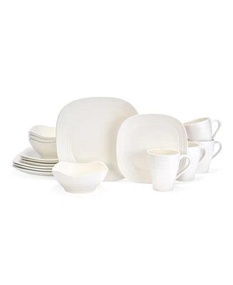 Mikasa Swirl Square 16 Piece Dinnerware Set, Service for 4