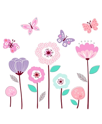 Bedtime Originals Magic Garden Pink/Lavender/Coral Butterfly Floral Wall Decals