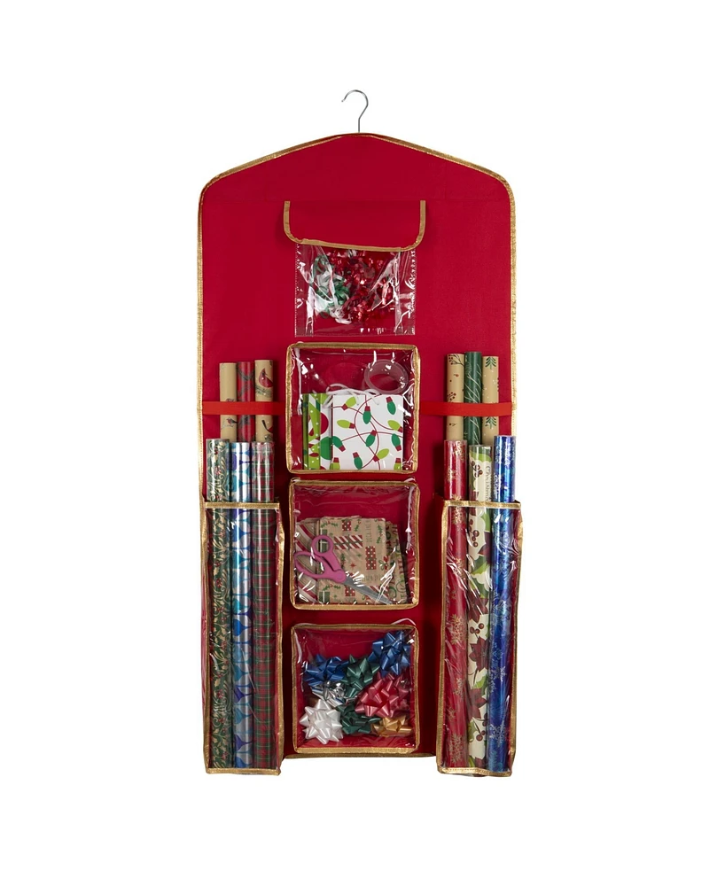 Simplify 8 Compartment Hanging Holiday Gift Wrap Organizer