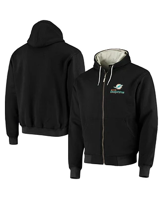 Men's Dunbrooke Black Miami Dolphins Craftsman Thermal-Lined Full-Zip Hoodie