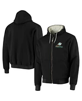 Men's Dunbrooke Black Miami Dolphins Craftsman Thermal-Lined Full-Zip Hoodie