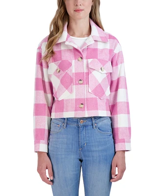 Sebby Juniors' Cropped Buffalo Plaid Shacket