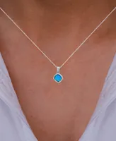 Macy's Created Opal Inlay and Cubic Zirconia Necklace in Sterling Silver