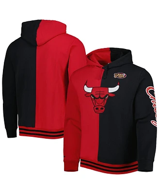 Men's Mitchell & Ness Red, Black Chicago Bulls Hardwood Classics Split Pullover Hoodie