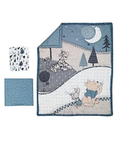 Lambs & Ivy Disney Baby Forever Pooh Blue/Gray Bear 3-Piece Baby Crib Bedding Set by