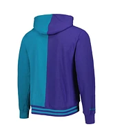 Men's Mitchell & Ness Purple, Teal Charlotte Hornets Hardwood Classics Split Pullover Hoodie