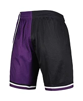 Men's Mitchell & Ness Black, Purple Sacramento Kings Hardwood Classics 2000 Split Swingman Shorts