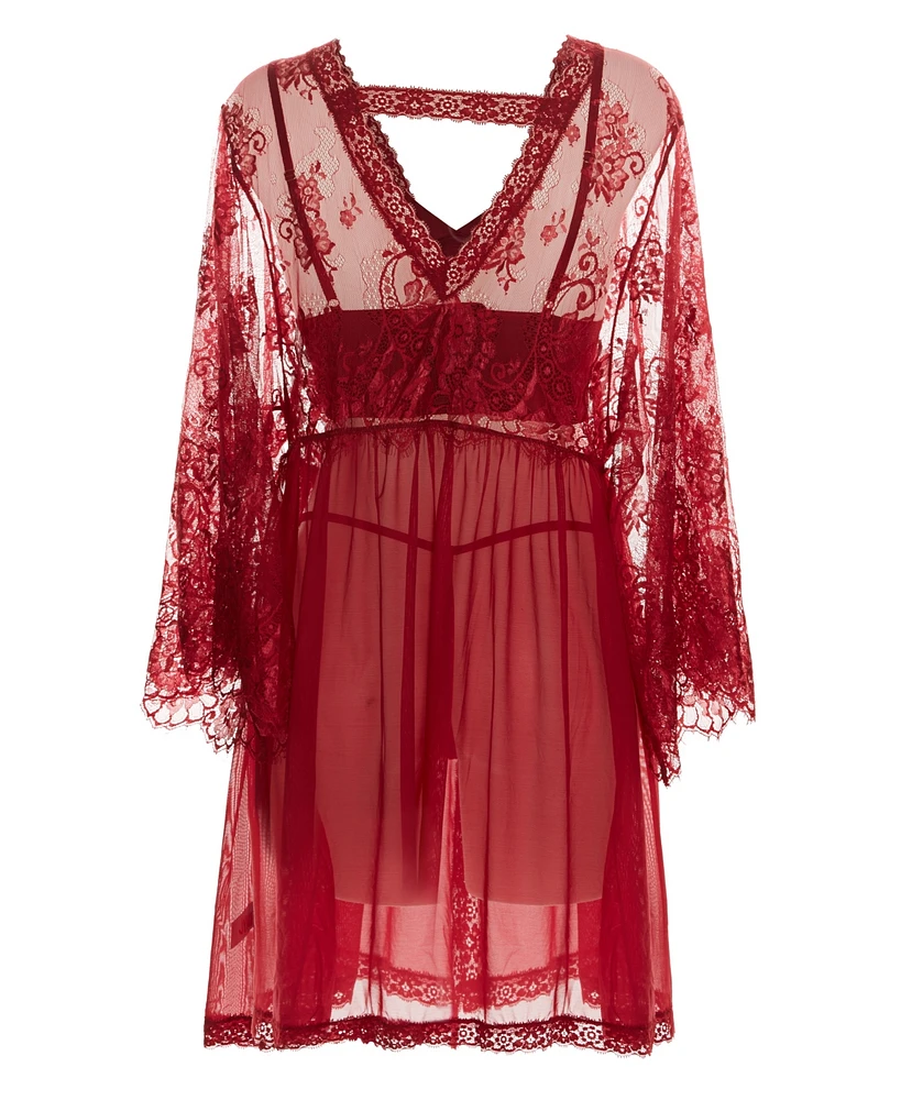 MeMoi Women's Celine Lace 3 Piece Lingerie Set
