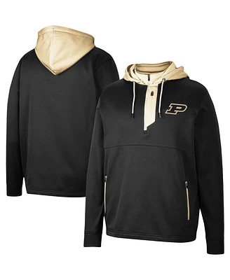 Men's Colosseum Black Purdue Boilermakers Luge 3.0 Quarter-Zip Hoodie