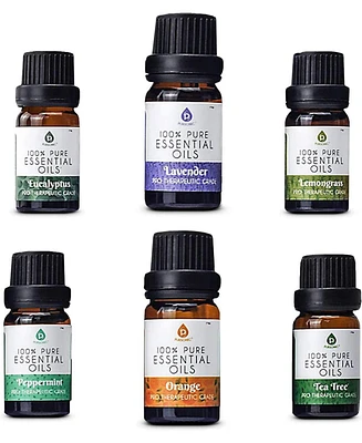 Pursonic 100% Pure Essential Aromatherapy Oils Gift Set-6 Pack , 10ML(Eucalyptus, Lavender, Lemon grass, Orange, Peppermint, Tea Tree)