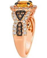 Le Vian Cinnamon Citrine (1-7/8 ct. t.w.) & Diamond (1-1/20 ct. t.w.) Halo Ring in 14k Rose Gold