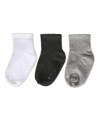 MeMoi Little Girls 3 Pairs Unisex Ribbed Non-Skid Ankle Socks