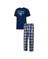 Men's Concepts Sport Navy, Gray New York Yankees Badge T-shirt and Pants Sleep Set