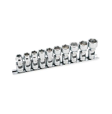 Powerbuilt 10 Piece 3/8 Inch Drive Metric Universal 6 Point Socket Set