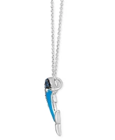 Le Vian Denim Ombre (1/5 ct. t.w.) & White Sapphire Accent Dolphin Blue Enamel Pendant Necklace in 14k White Gold, 18" + 2" extender