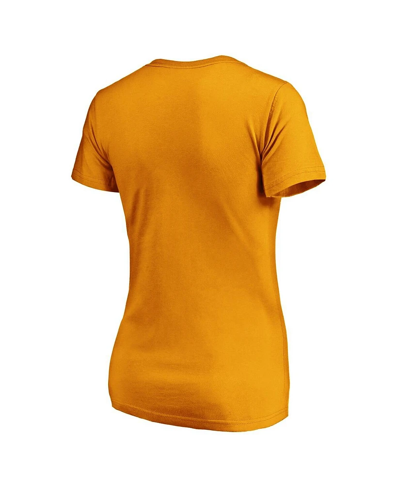 Women's Fanatics Gold Nashville Predators Primary Logo V-Neck T-shirt