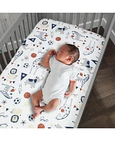 Lambs & Ivy Hall of Fame Animals/Sports 100% Cotton Fitted Baby Crib Sheet