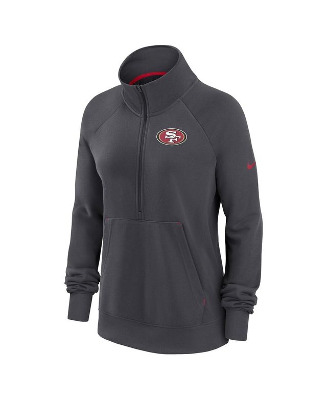 Women's Nike Charcoal San Francisco 49ers Premium Raglan Performance Half-Zip Sweatshirt