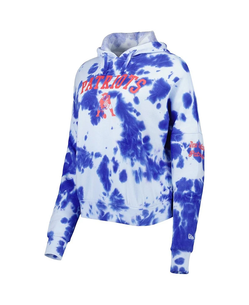 Women's New Era Royal England Patriots Cloud Dye Fleece Pullover Hoodie
