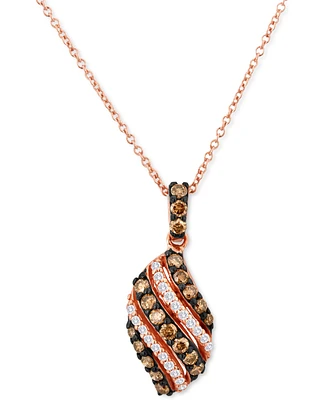 Le Vian Chocolate Diamond (3/8 ct. t.w.) & Vanilla Diamond (1/10 ct. t.w.) Swirl 18" Pendant Necklace in 14k Rose Gold