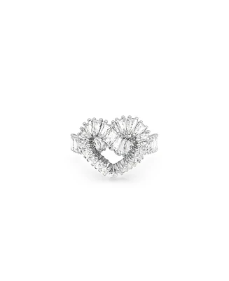 Swarovski Crystal Heart, White Matrix Cocktail Ring