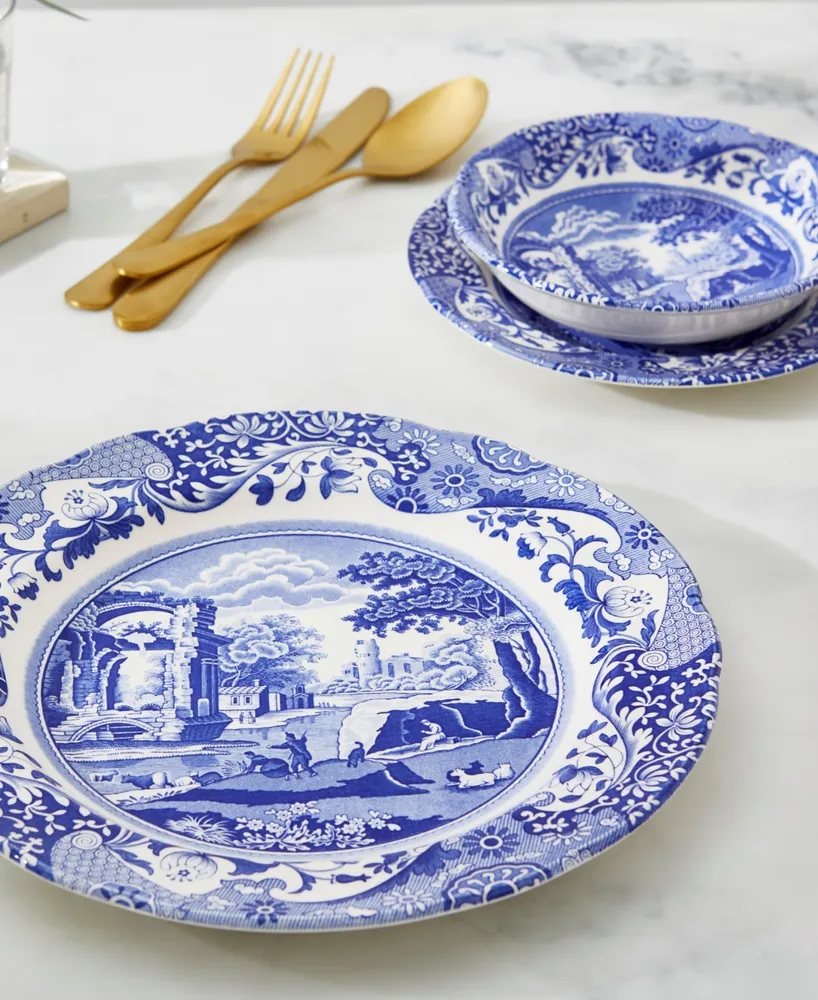 Spode Blue Italian Dinner Plates, Set of 4