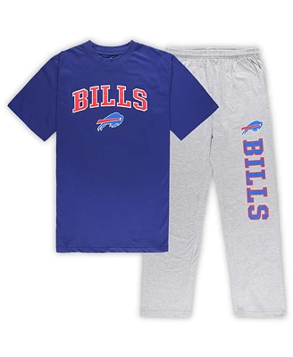 Men's Concepts Sport Royal, Heather Gray Buffalo Bills Big and Tall T-shirt Pants Sleep Set