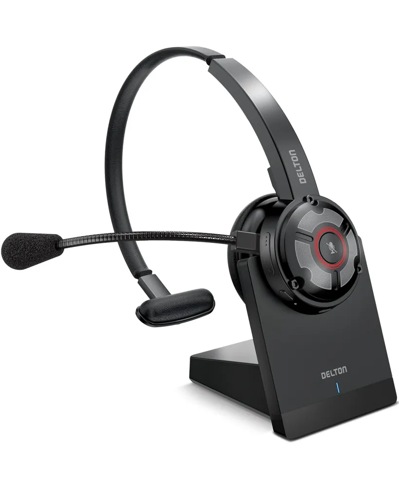 Delton 50X Noise Canceling Bluetooth Computer Headset with Charging Dock, Wireless headset for Laptop/Pc/iMac/Tablet/Smartphones, Compatible with Ms T