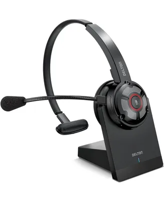 Delton 50X Noise Canceling Bluetooth Computer Headset with Charging Dock, Wireless headset for Laptop/Pc/iMac/Tablet/Smartphones, Compatible with Ms T