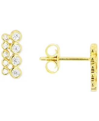 Cubic Zirconia Bar Stud Earrings Sterling Silver or 14k Gold over