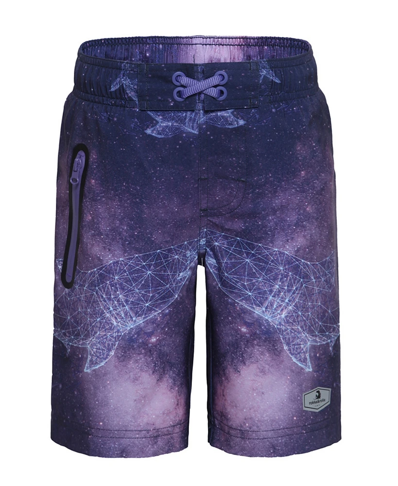 Rokka&Rolla Boys 4-Way Stretch Quick Dry Board Shorts Swim Trunks with Mesh Lining UPF50