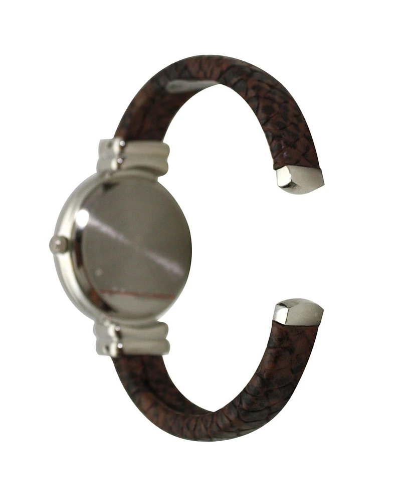 Olivia Pratt Women's Three Hand Quartz Stainless Steel Faux Leather Watch