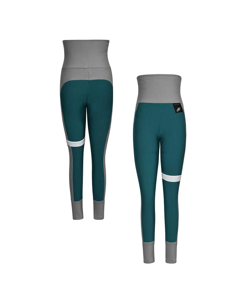 Women's Kiya Tomlin Midnight Green, Gray Philadelphia Eagles Colorblock Tri-Blend Leggings