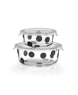 Kate Spade New York Deco Dot Round Food Storage Set, 2 Piece