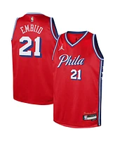 Big Boys Jordan Joel Embiid Red Philadelphia 76ers 2022/23 Swingman Jersey - Statement Edition
