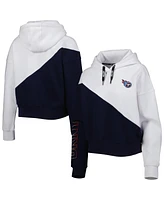 Women's Dkny Sport White, Navy Tennessee Titans Bobbi Color Blocked Pullover Hoodie