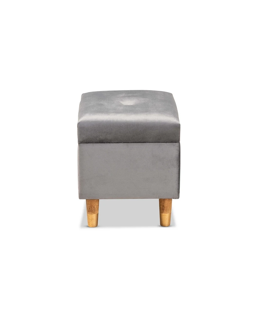 Baxton Studio Elias Modern and Contemporary Velvet Fabric Upholstered Finished Wood Storage Ottoman